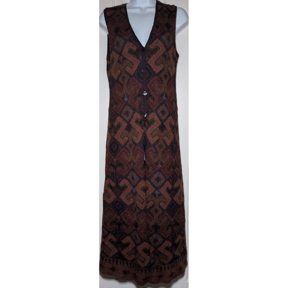 Peruvian Connection Maxi Waistcoat Women Size XS Alpaca Wool Sleeveless Cardigan